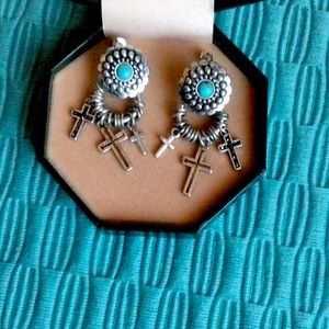 Rare Montana Silversmith Turquoise Cross Earrings